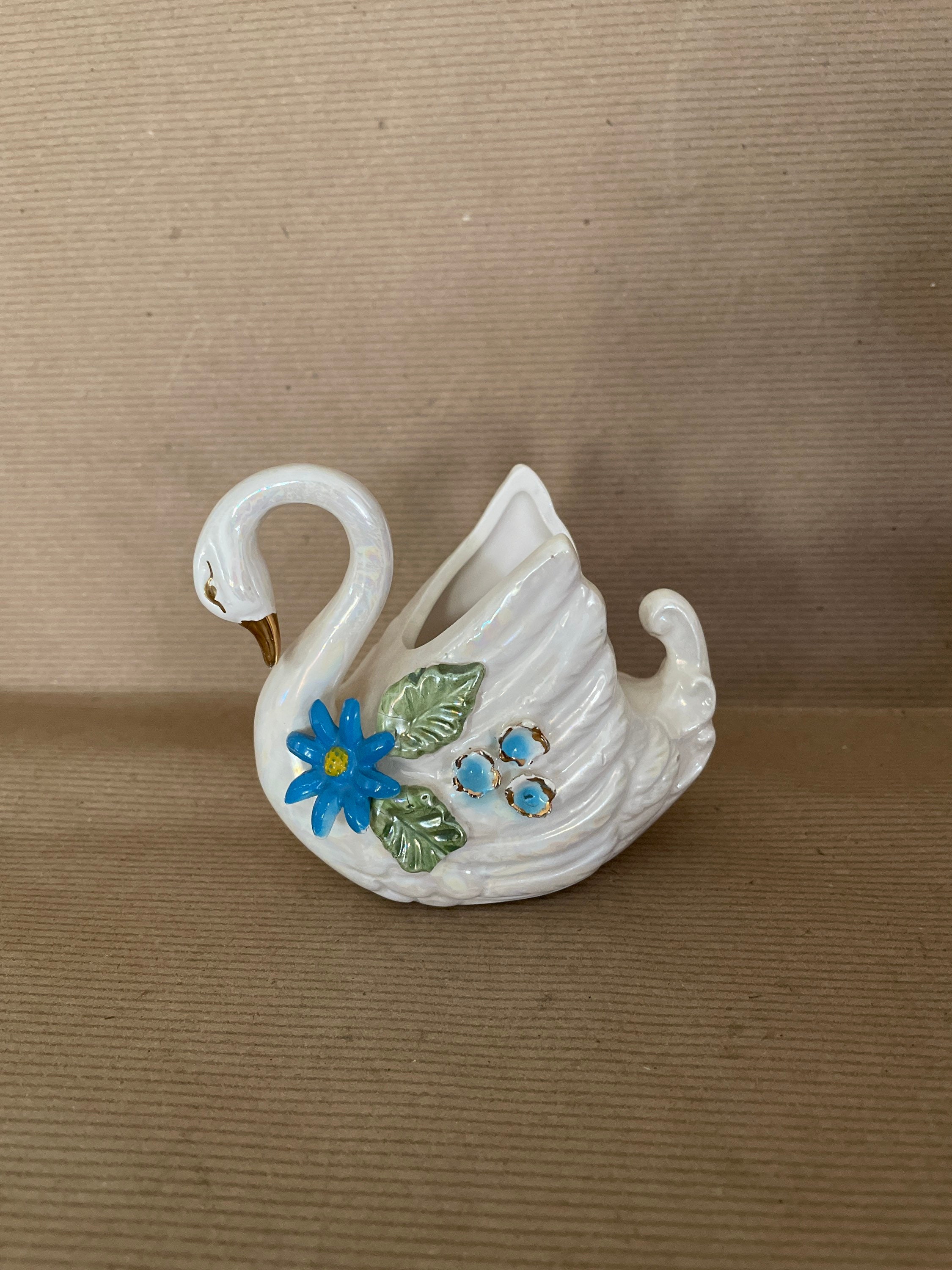 Vintage White Swan Figurine 1960 S Norcrest Ceramic Swan Etsy