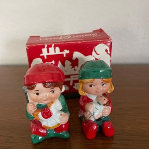 Vintage Christmas Salt and Pepper Shakers, 1980&#39;s Avon Claus & Company Santa&#39;s Helpers, 1980&#39;s Avon Christmas Decor