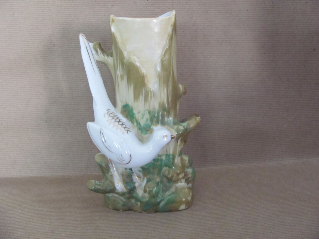 Vintage Bird Vase, 1960's Ceramic Bird Vase, Flower Vase, Made in Japan