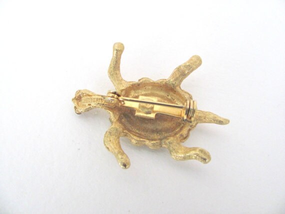 Vintage Turtle Brooch, Pin, 1960's Mamselle Gold … - image 3