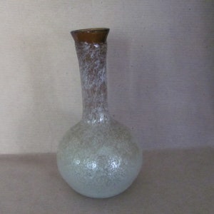 Vintage Amber Glass Vase, 1970&#39;s Hand Blown Bubble Vase, Amber, White Vase, 1970&#39;s, Mid Century Decor