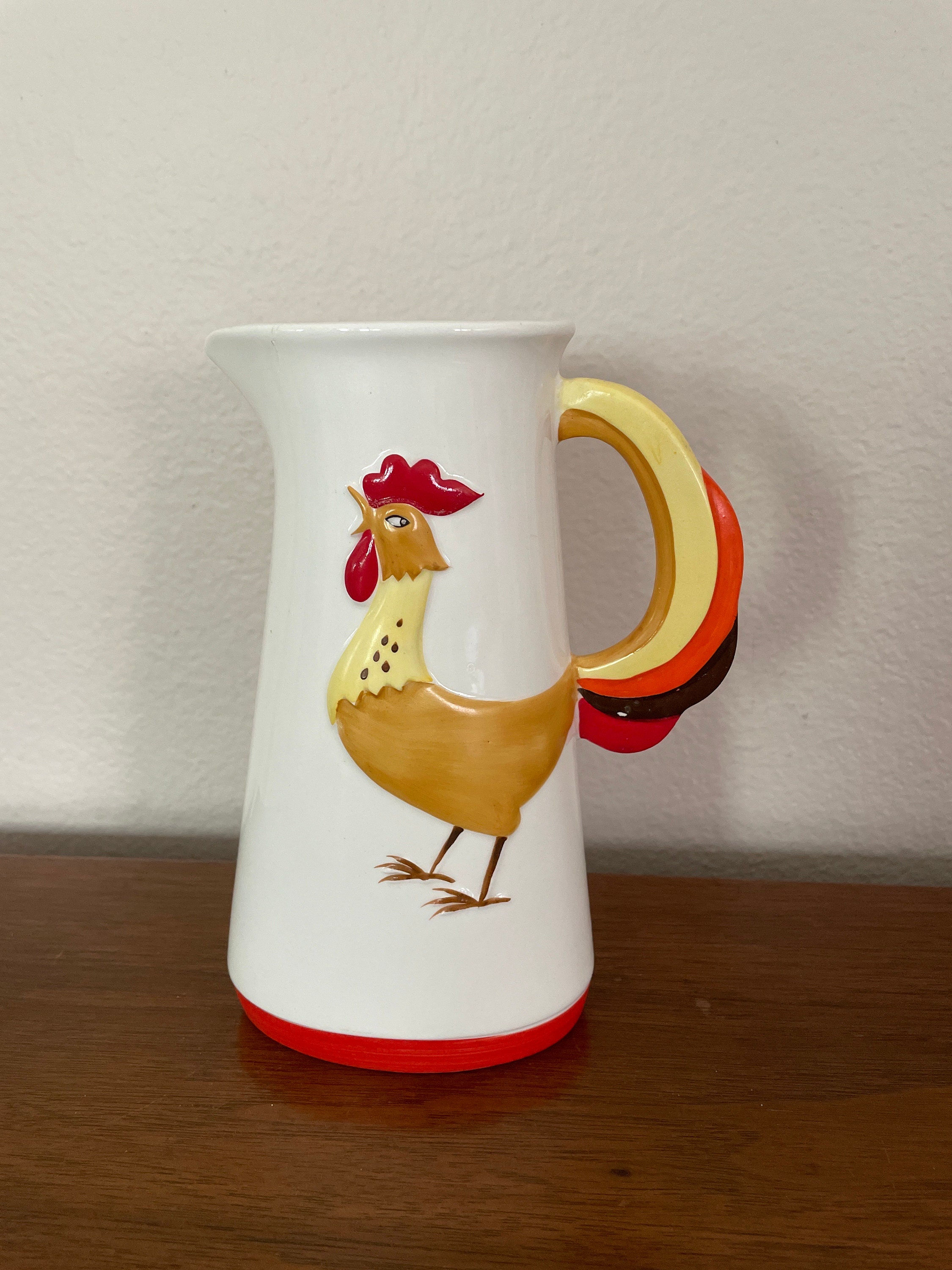 Vintage Rooster Pitcher, 1960's Holt Howard Rooster Coq Rouge