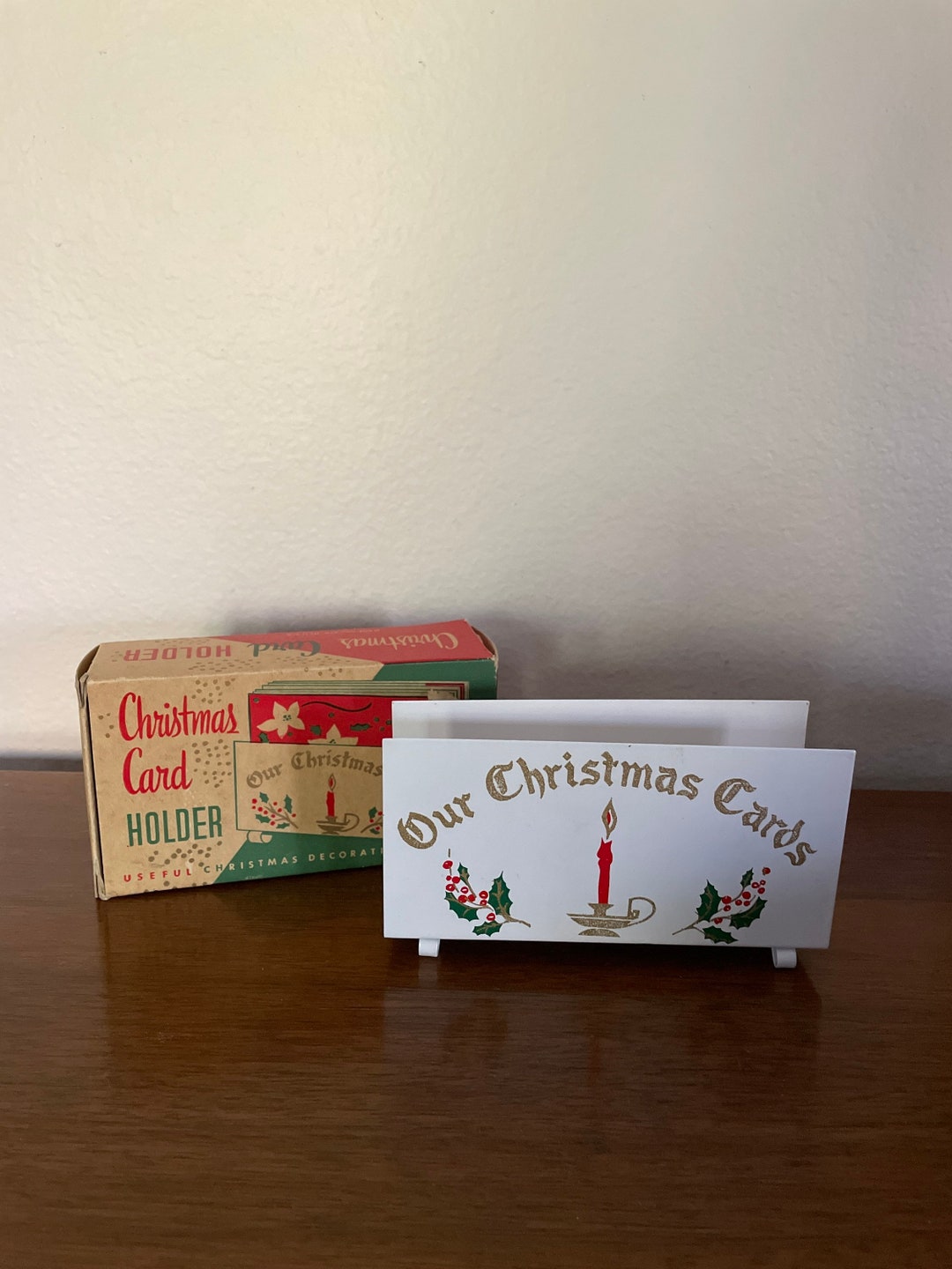 Vintage Christmas Card Holder 1960's Metal Christmas Card Etsy