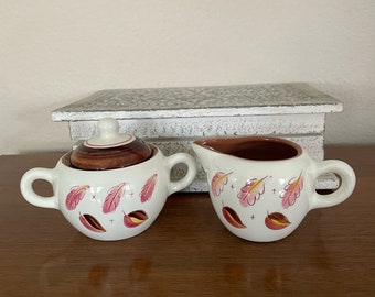 Vintage Sugar and Creamer Set, 1950's Stangl Windfall Ceramic Creamer and Sugar Bowl Set, Stangl Pottery, 1950's, Mid Century Decor