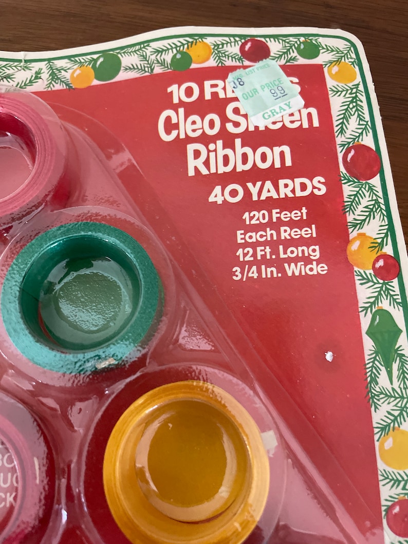 Vintage Christmas Ribbon, 1970's Cleo Gift Ribbon, NOS Ribbon Set, Made ...