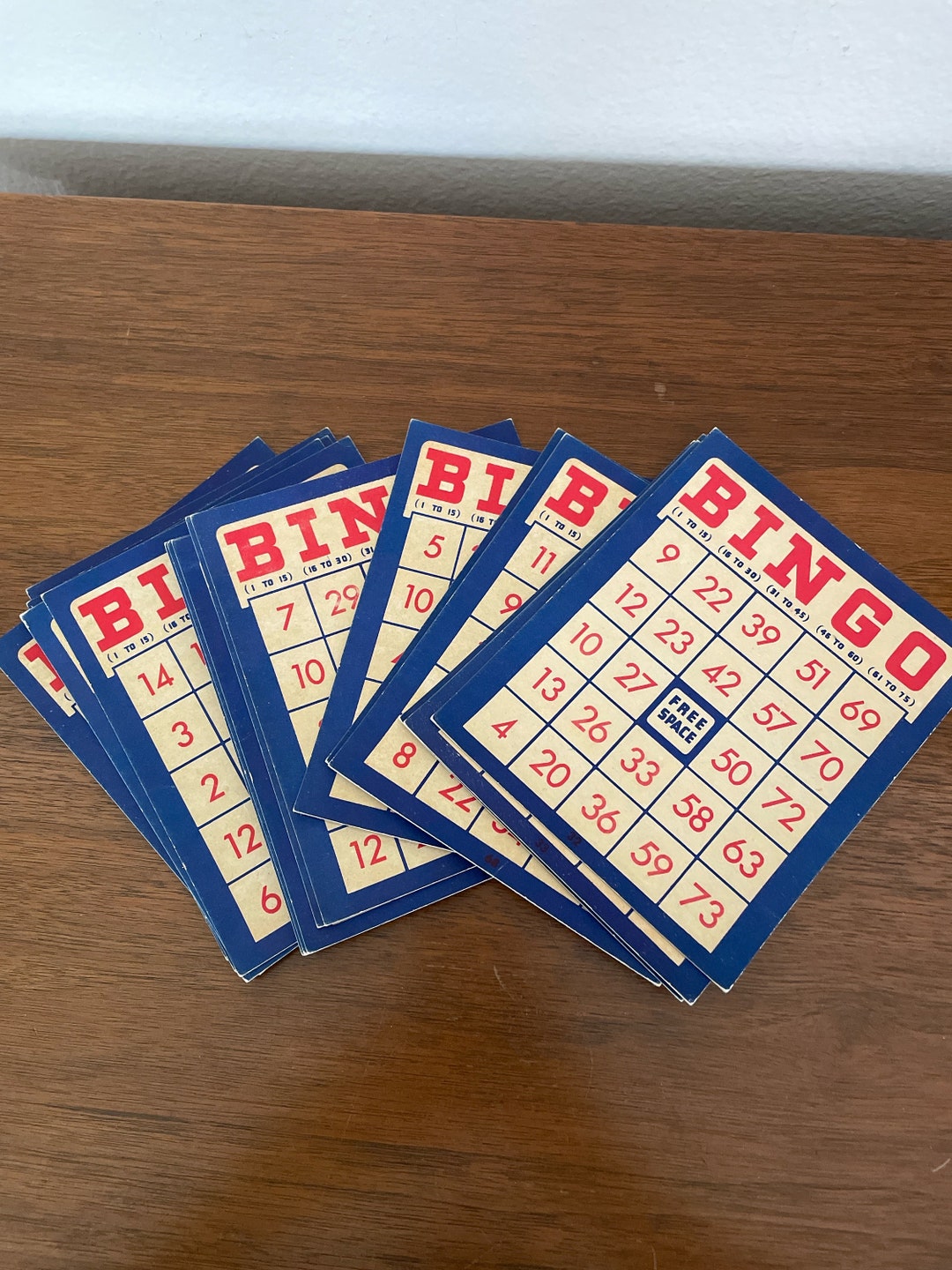 Vintage Bingo Cards, 1960's Cardboard Bingo Cards, Set of 20, Bingo ...