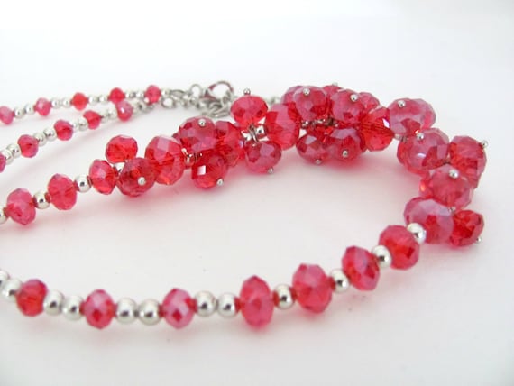 Vintage Red Necklace, 1970's Red Beaded Necklace,… - image 2