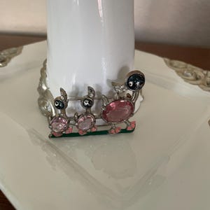 Vintage Duck Brooch, Pin, 1950&#39;s Pot Metal Pink Rhinestone Duck Brooch, Pin, Duck Animal Brooch, 1950&#39;s Brooch, Jewelry