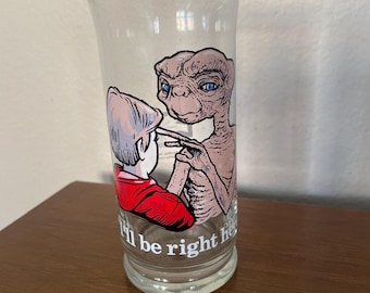 Vaso de colección vintage de ET, Pizza Hut de los años 80, ET El Extraterrestre, Vaso coleccionable, I'll Be Right Here, ET y Elliott