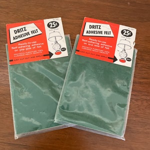 Vintage NOS Felt, 1960&#39;s Dritz Adhesive Felt, Furniture Protection Felt Padding, Green Felt