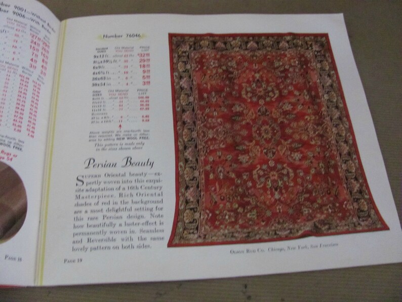 Vintage Rug Catalog 1930's Olson Rug Company Catalog Etsy