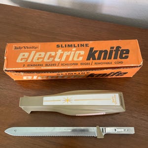 Vintage Electric Knife, 1960&#39;s Merit Enterprises Lady Vanity Slimline Electric Knife, Starburst Design, Made in USA, Kitchen Appliance