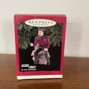 Vintage Star Trek Hallmark Keepsake Ornament, 1990s Commander William Riker, Collectible Star Trek The Next Generation, 1990s Christmas