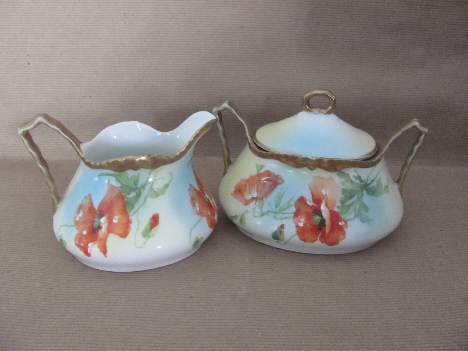 Vintage Porcelain Sugar and Creamer Set 1940's Prussia Etsy
