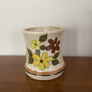 Vintage Flower Pot, Planter, 1970&#39;s Ceramic Hand Painted Flower Pot, NOS Plant Pot, 1970&#39;s, Mid Century Decor