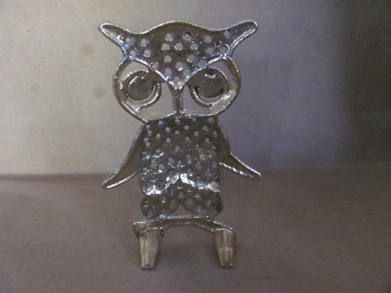 Vintage Owl Earring Holder, 1970's Gold Owl Earri… - image 5