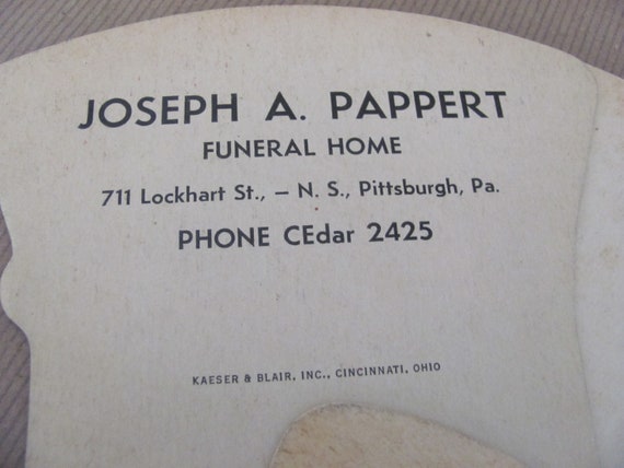 Vintage Funeral Home Cardboard Fan, 1950's The La… - image 6