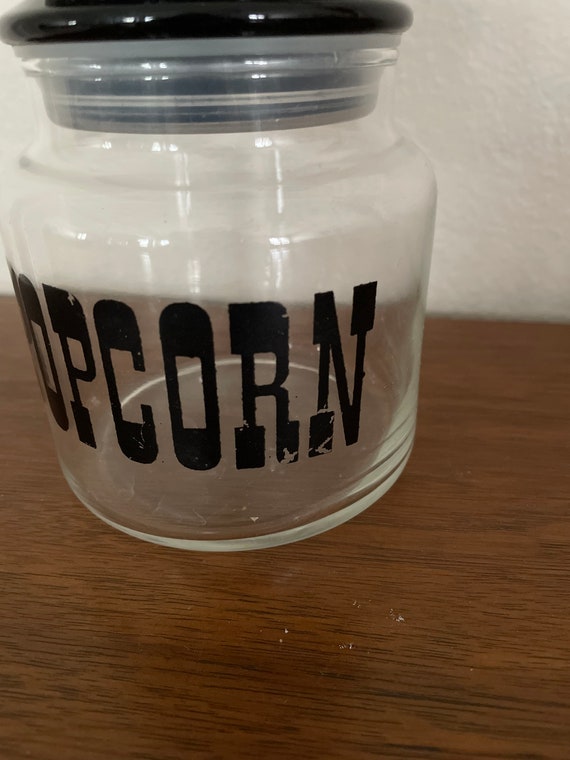 Vintage Heavy Glass Popcorn Kernel Canister Jar Home & Living Jars