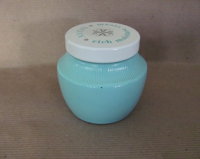 Vintage Avon Glass Jar 1960's Avon Cold Cream Jar Aqua Etsy
