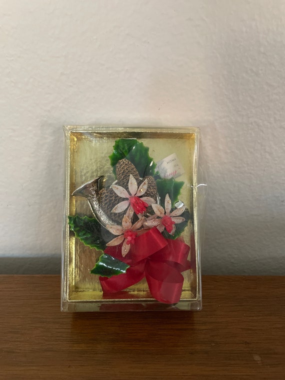 Vintage Christmas Corsage, 1960's Red and White Fl