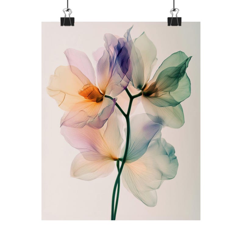 Watercolor Floral Wall Art – Gradient Flower Print, Colourful Wildflower Giclée Poster (Museum-Grade Matte Paper) image 11