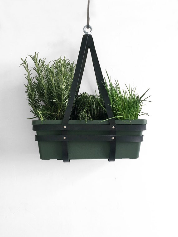 Hanging Basket Herb Garden Leather Geometric Hanging Planter Black Dark  Green Hanging Pot Plant Lover Gift Boho Home Decor Jungalow Style - Etsy