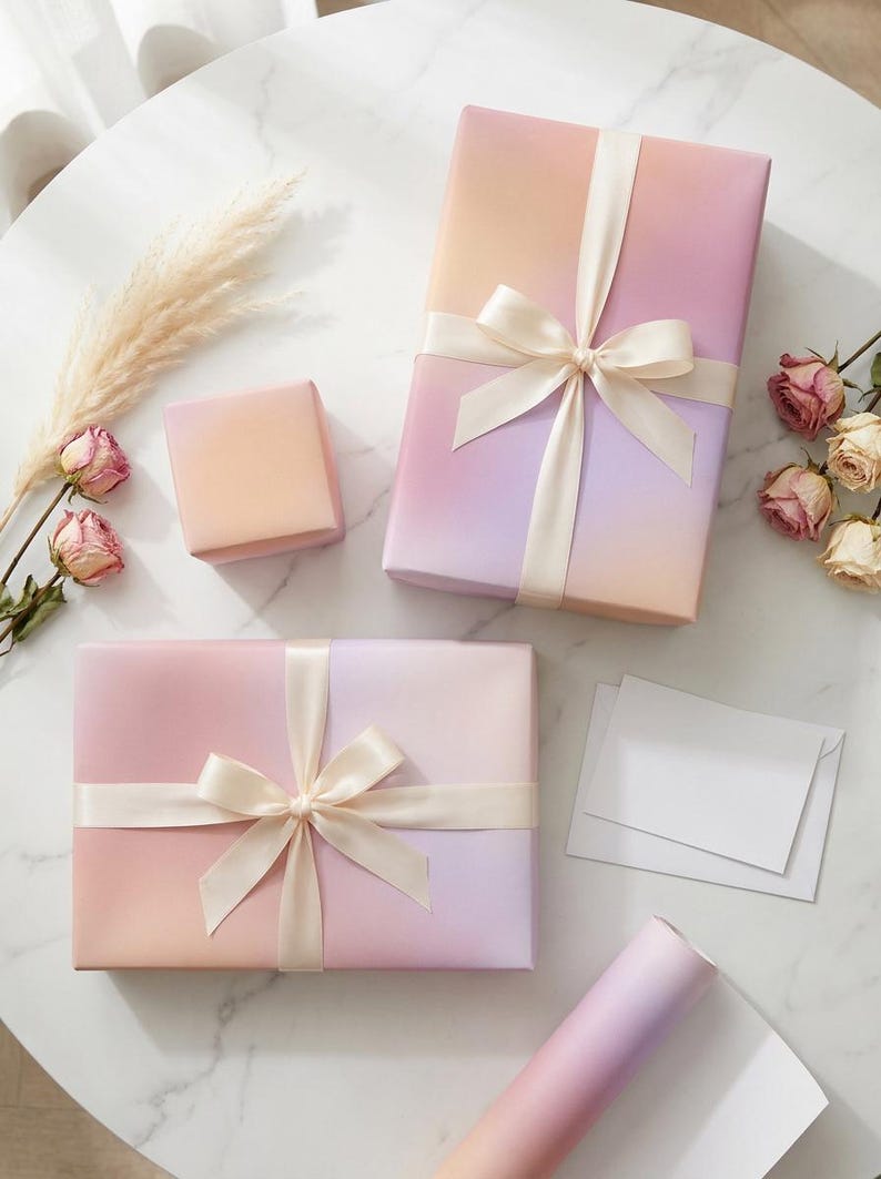 Pastel Aura Wrapping Paper: Abstract Gradient Gift Wrap, Aesthetic ...