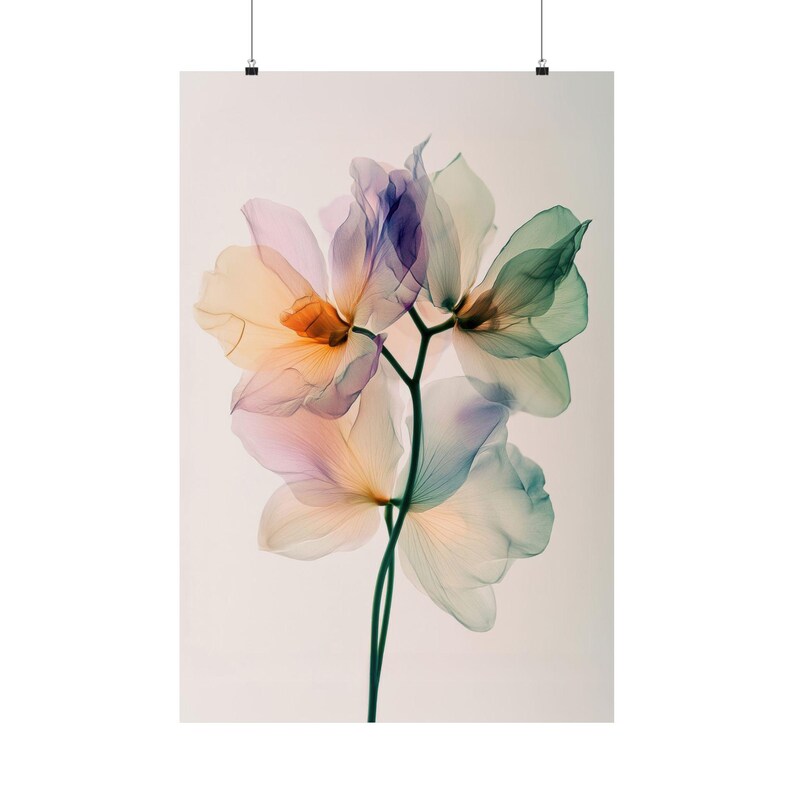 Watercolor Floral Wall Art – Gradient Flower Print, Colourful Wildflower Giclée Poster (Museum-Grade Matte Paper) image 14