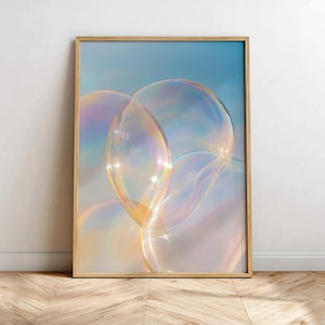 Print Holographic Decor: Iridescent Abstract Wall Art, Soft Rainbow Digital Download, Gradient Pastel Art, Ethereal Ombre Photo