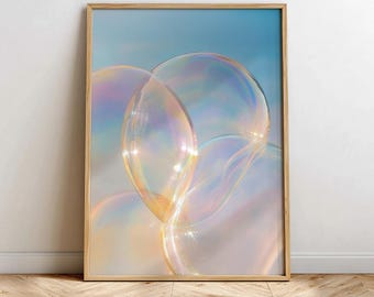 Print Holographic Decor: Iridescent Abstract Wall Art, Soft Rainbow Digital Download, Gradient Pastel Art, Ethereal Ombre Photo