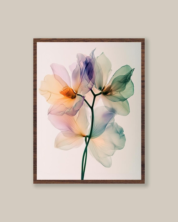 Watercolor Floral Wall Art – Gradient Flower Print, Colourful Wildflower Giclée Poster (Museum-Grade Matte Paper)