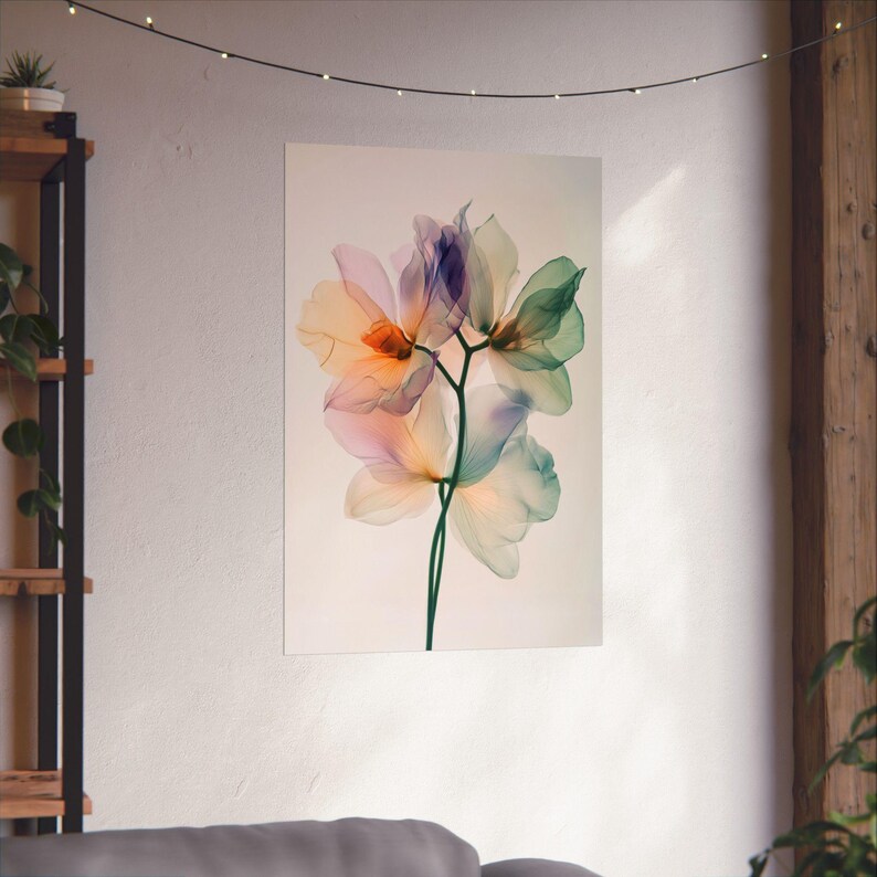 Watercolor Floral Wall Art – Gradient Flower Print, Colourful Wildflower Giclée Poster (Museum-Grade Matte Paper) image 15