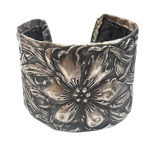 Cuff Bracelet repurposed from antique mirror in sterling silver