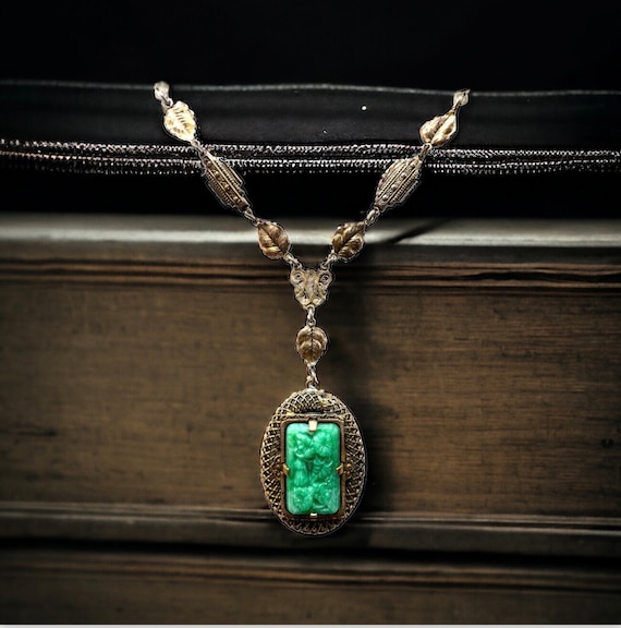 Peking Glass Necklace Antique 1920s Art Nouveau Ca