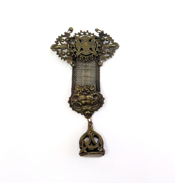 Large Antique Style Mesh Brooch