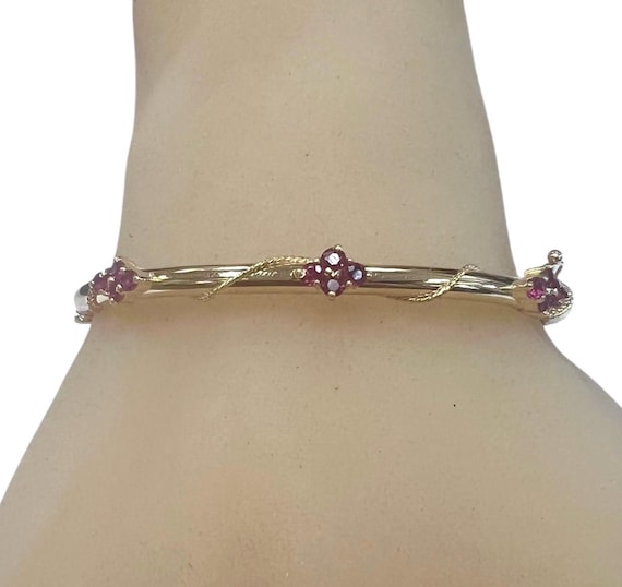 Vintage Ruby Cluster Bangle in 14 karat yellow go… - image 3