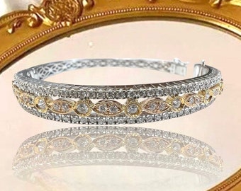 Bangle Bracelet with 2.00 Carats in Diamonds set in 18 karat yellow and white gold