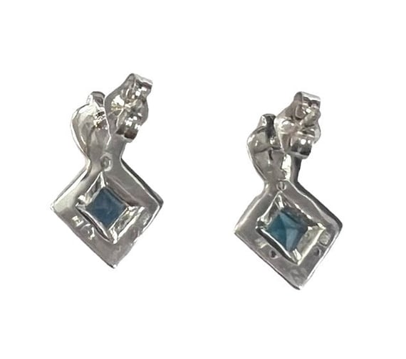Small Blue Topaz and Diamond Earrings in 10 karat… - image 4