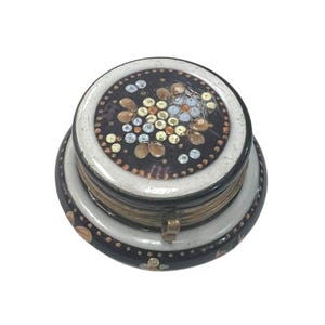 1800s Victorian Antique Glass Hand Painted Enamel Vanity Trinket Box