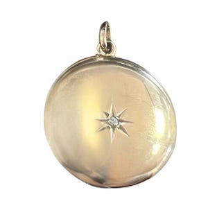 Early 1900s Antique Victorian  Locket with center diamond in 10 karat yellow gold