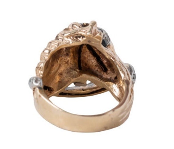 1970s Vintage Horse Head Ring with Diamonds in 14… - image 4