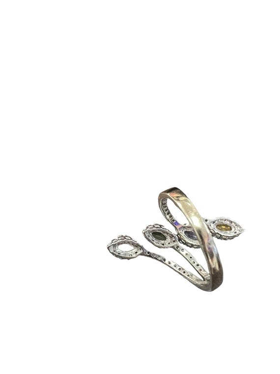 Multi-Color Genuine Stone Bypass Ring in 18 karat… - image 4