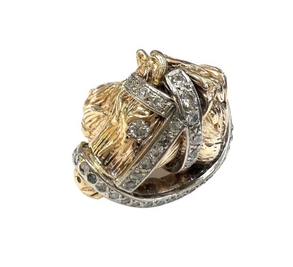 1970s Vintage Horse Head Ring with Diamonds in 14… - image 7