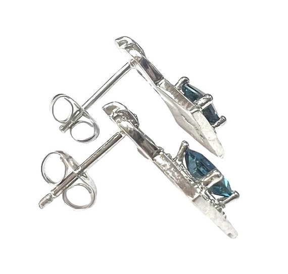 Small Blue Topaz and Diamond Earrings in 10 karat… - image 5