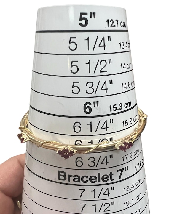 Vintage Ruby Cluster Bangle in 14 karat yellow go… - image 7
