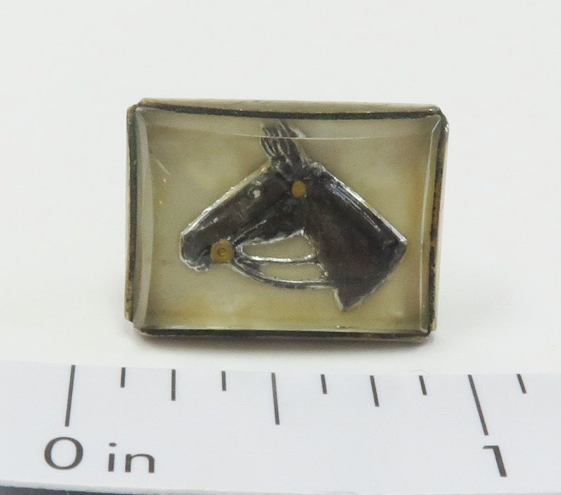 Horse Cuff Links Horse Racing Equestrian Vintage 1940s Anson Reverse Carved Intaglio Mens
