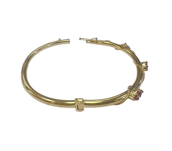 Vintage Ruby Cluster Bangle in 14 karat yellow go… - image 4