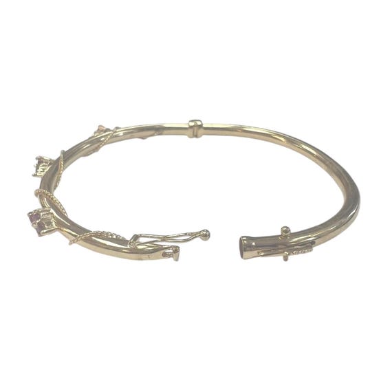 Vintage Ruby Cluster Bangle in 14 karat yellow go… - image 6