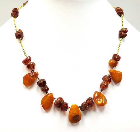 Vintage 1970s Butterscotch Amber Pebbles and Gold