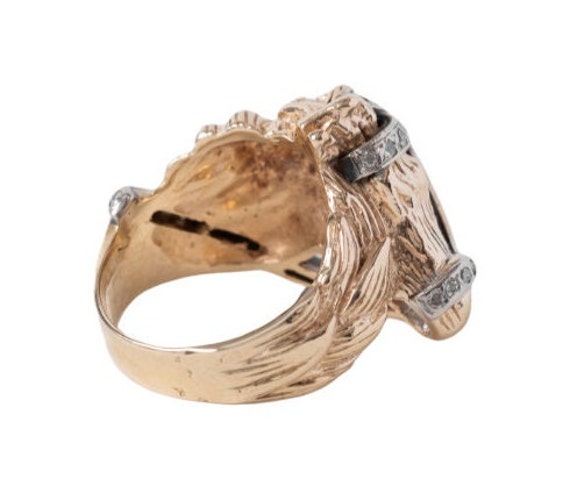 1970s Vintage Horse Head Ring with Diamonds in 14… - image 3